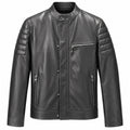 giacca in pelle nera bottoni