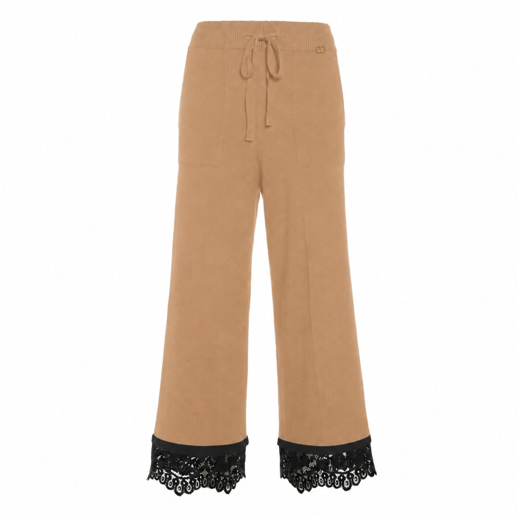 pantalone in maglia con pizzo