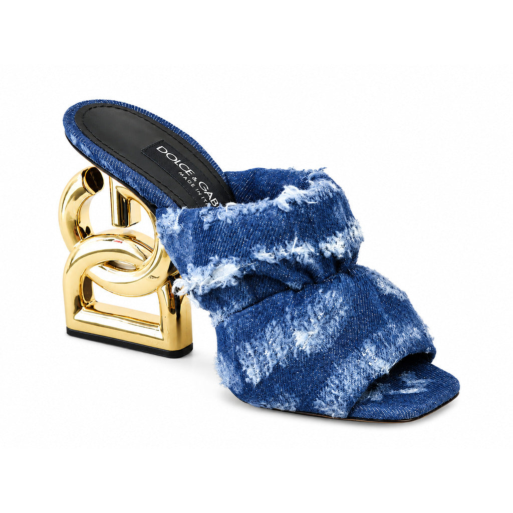 sandali denim logo heel