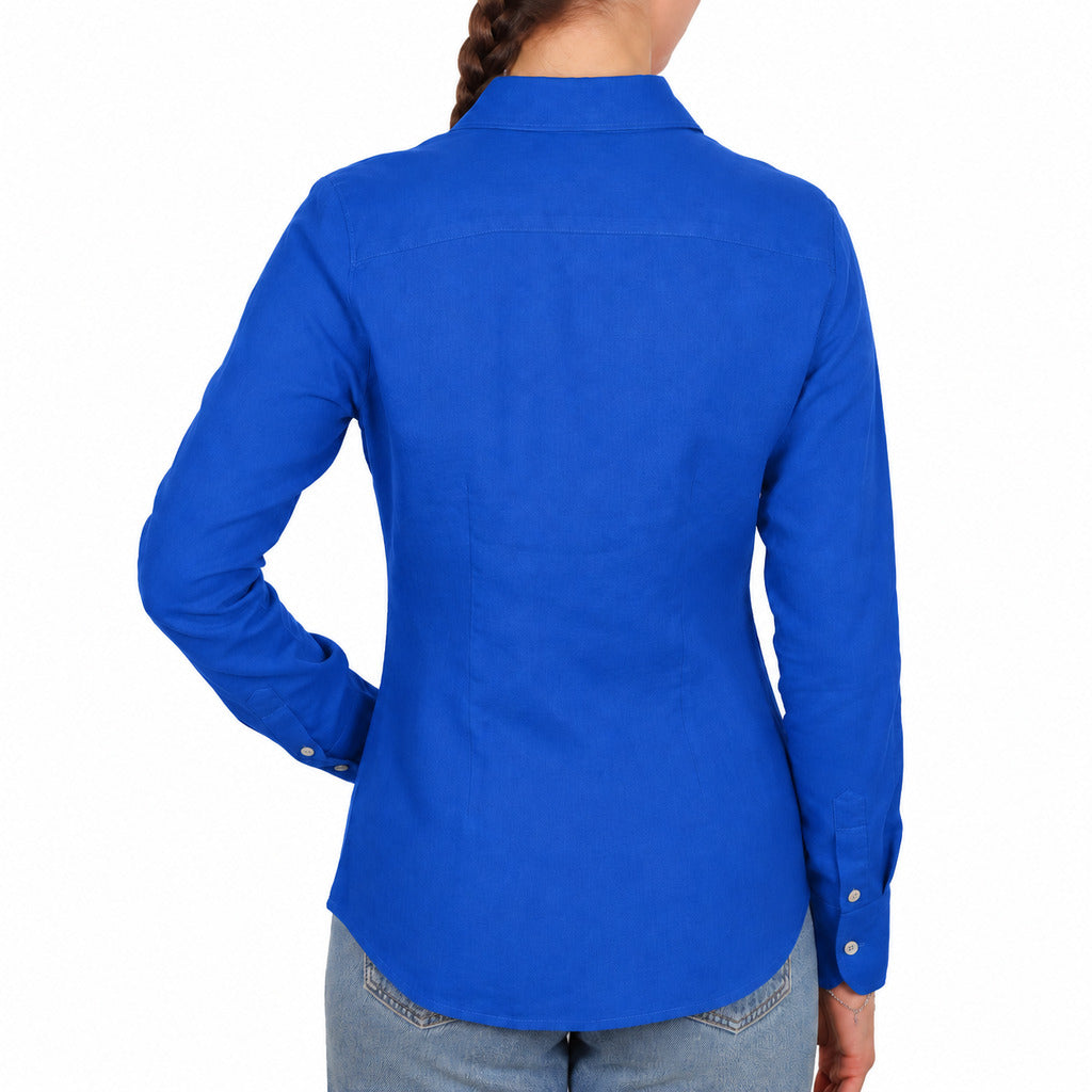camicia lino bluette