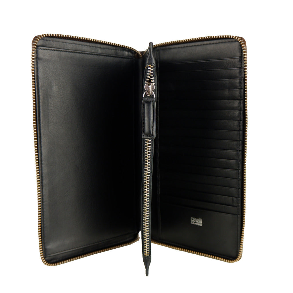 Cavalli Class portafoglio, colore marrone, interno nero, porta carte e porta monete interni,