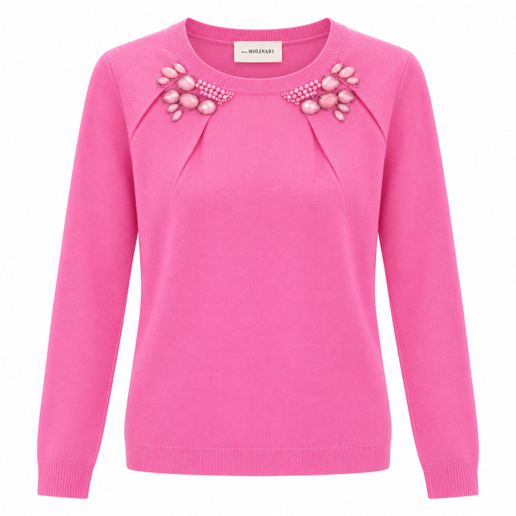 maglia girocollo con ricamo