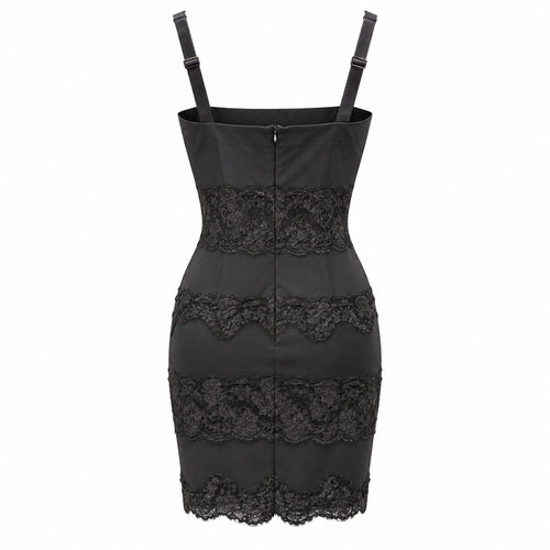 abito nero con pizzo floreale