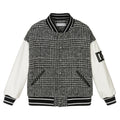 grey wool check varsity jacket
