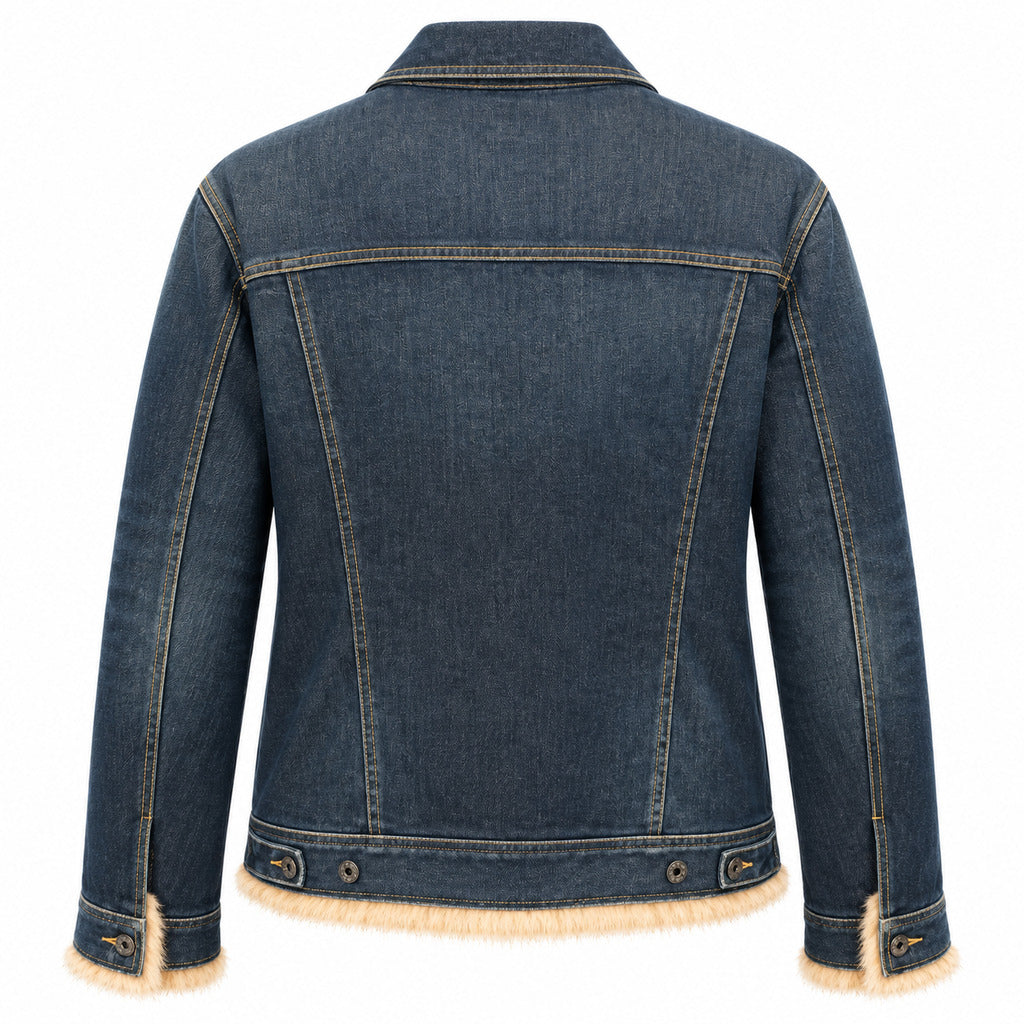 giacca in denim con pelliccia