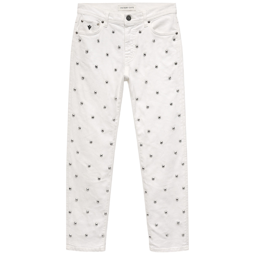 jeans borchiati bianchi