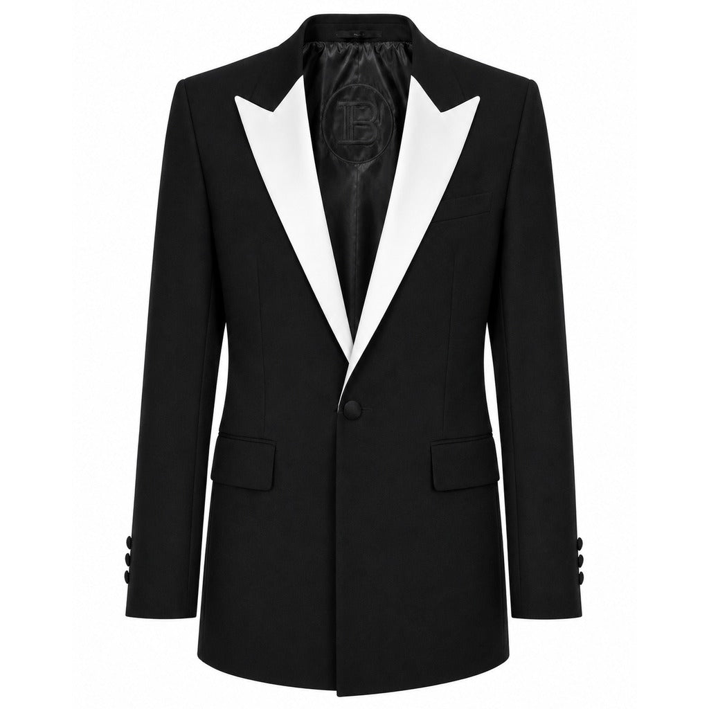 giacca elegante rever bianchi