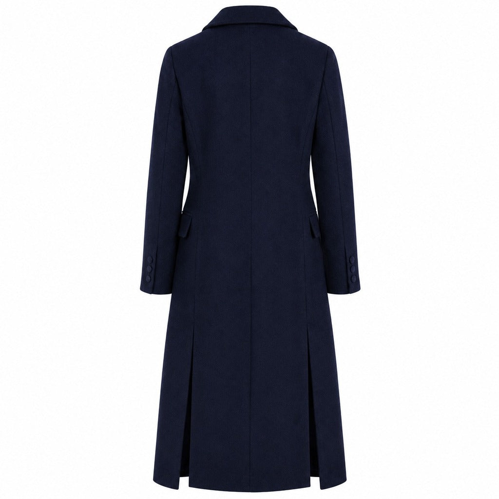 cappotto lungo con rever raso