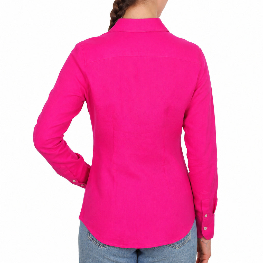 camicia lino fuxia