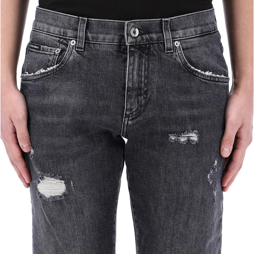 lucky chance logo distressed denim
