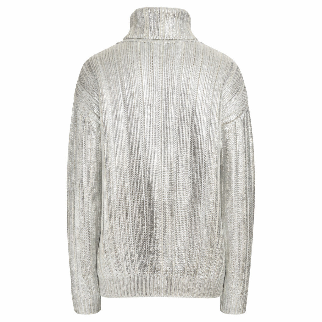 Metallic Cabled Turtleneck