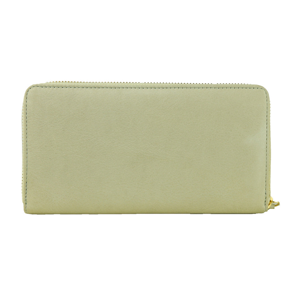Cavalli class portafoglio con portamonete, color grigio etoupe, chiusura a zip.
