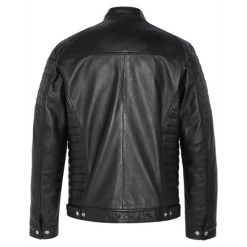 BIKER JACKET WITH QUILTED SLEEVES